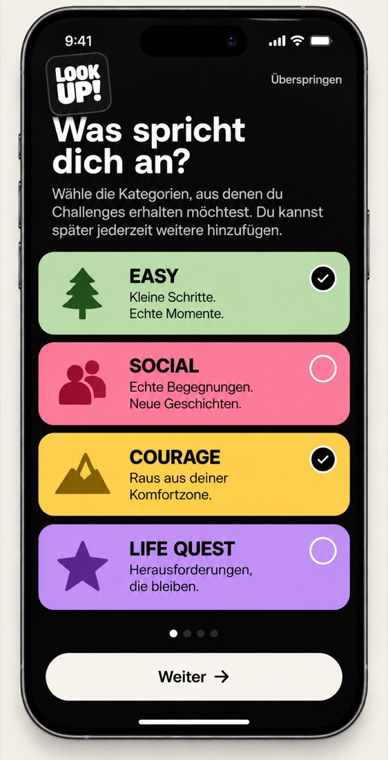 Challenge category selection